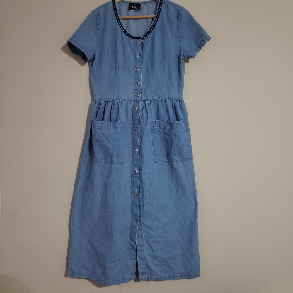 Vintage Fritzi California Denim Midi Dress S